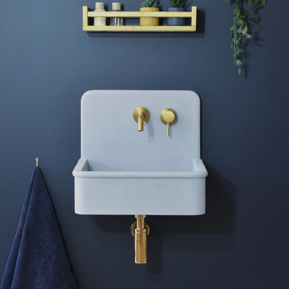 Handmade concrete wall-hung basin Dama Light Blue — KreaConcrete