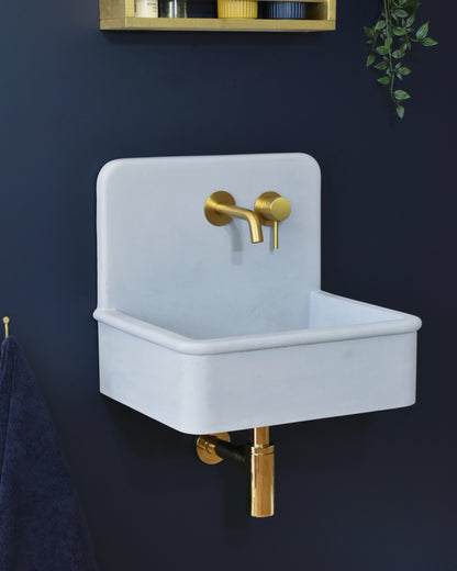 Handmade concrete wall-hung basin Dama Light Blue — KreaConcrete