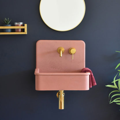 Handmade concrete wall-hung basin Dama Red Iron — KreaConcrete