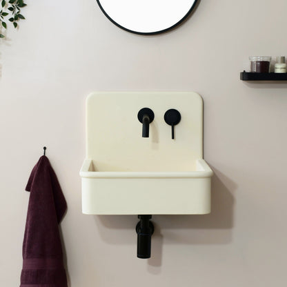 Handmade concrete wall-hung basin Dama Crema White — KreaConcrete