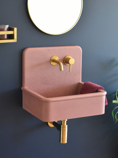 Handmade concrete wall-hung basin Dama Red Iron — KreaConcrete