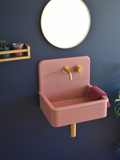 Handmade concrete wall-hung basin Dama Red Iron — KreaConcrete