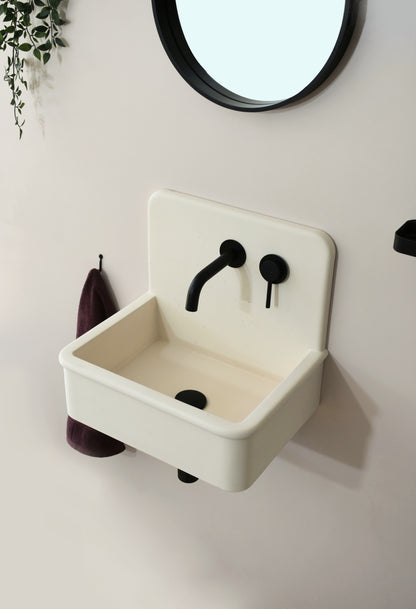 Handmade concrete wall-hung basin Dama Crema White — KreaConcrete