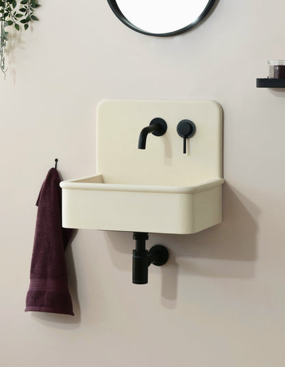 Handmade concrete wall-hung basin Dama Crema White — KreaConcrete