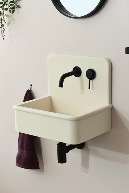 Handmade concrete wall-hung basin Dama Crema White — KreaConcrete