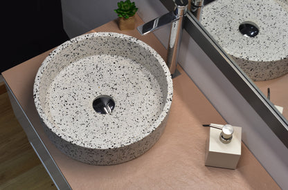Handmade terrazzo countertop basin Eos Crema White — KreaConcrete