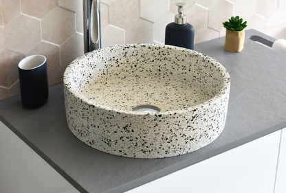 Handmade terrazzo countertop basin Eos Crema White — KreaConcrete