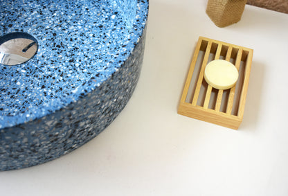 Handmade terrazzo countertop basin Eos Blue — KreaConcrete