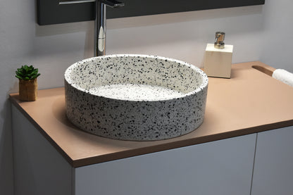 Handmade terrazzo countertop basin Eos Crema White — KreaConcrete