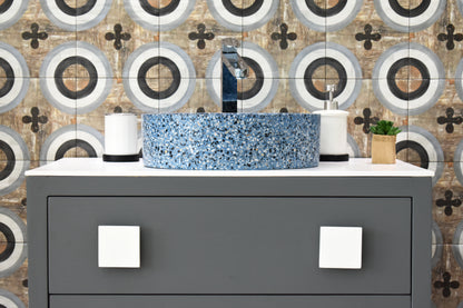 Handmade terrazzo countertop basin Eos Blue — KreaConcrete