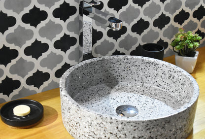 Handmade terrazzo countertop basin Eos Grey — KreaConcrete