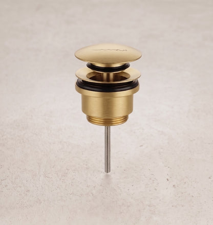 Pack grifería bimando 3 orificios sifón y válvula Brushed Gold — KreaConcrete