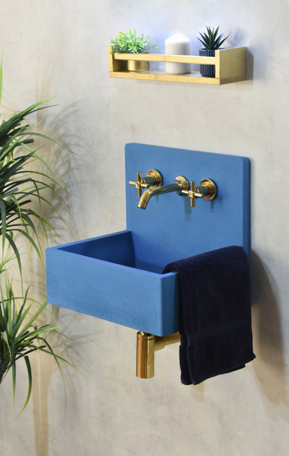 Handmade concrete wall-hung basin Mia Deep Ocean — KreaConcrete