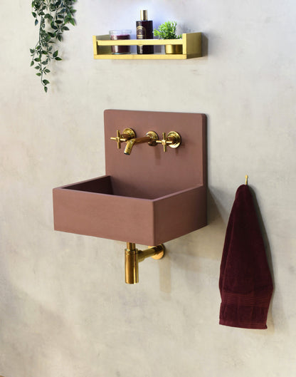 Handmade concrete wall-hung basin Mia Red Iron — KreaConcrete