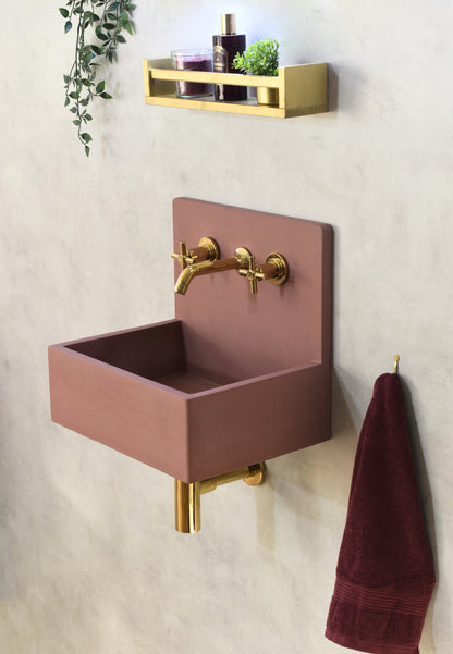 Handmade concrete wall-hung basin Mia Red Iron — KreaConcrete