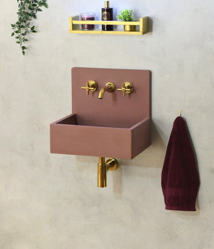 Handmade concrete wall-hung basin Mia Red Iron — KreaConcrete