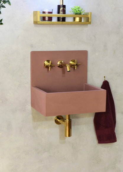 Handmade concrete wall-hung basin Mia Red Iron — KreaConcrete