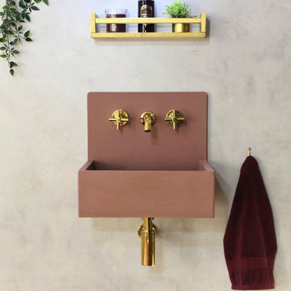 Handmade concrete wall-hung basin Mia Red Iron — KreaConcrete