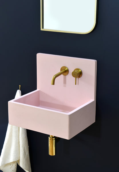 Handmade concrete wall-hung basin Mia Pink — KreaConcrete