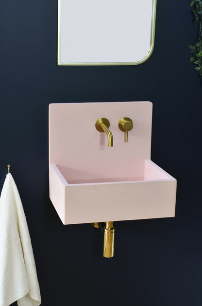 Handmade concrete wall-hung basin Mia Pink — KreaConcrete