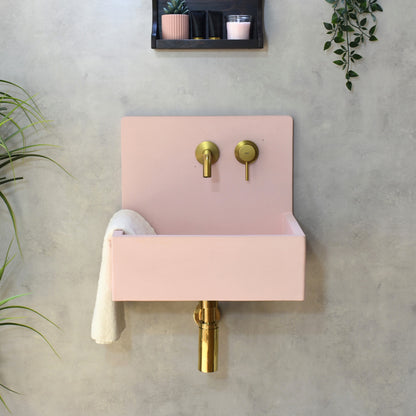 Handmade concrete wall-hung basin Mia Pink — KreaConcrete