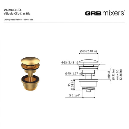 Click-clac basin valve all finishes for concrete basin — KreaConcrete