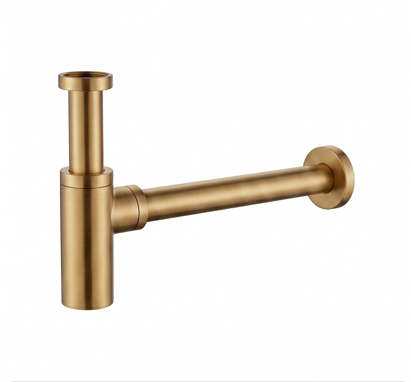 Faucet pack double-lever wall-mounted 3-hole + drain trap + click-clac valve Brushed Gold — KreaConcrete