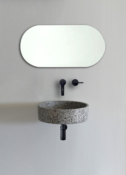 Handmade terrazzo wall-hung basin Eos Grey mural — KreaConcrete