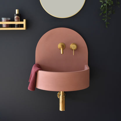 Handmade concrete wall-hung basin Amber Red Iron — KreaConcrete