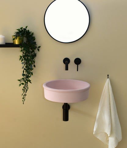 Handmade concrete wall-hung basin Duna mural — KreaConcrete
