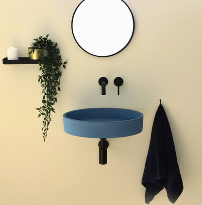 Handmade concrete wall-hung basin Iris mural — KreaConcrete