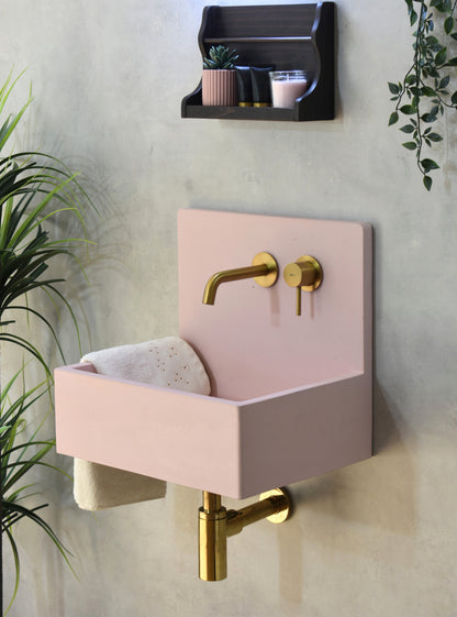 Handmade concrete wall-hung basin Mia Pink — KreaConcrete