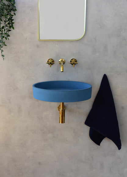 Handmade concrete wall-hung basin Iris mural — KreaConcrete