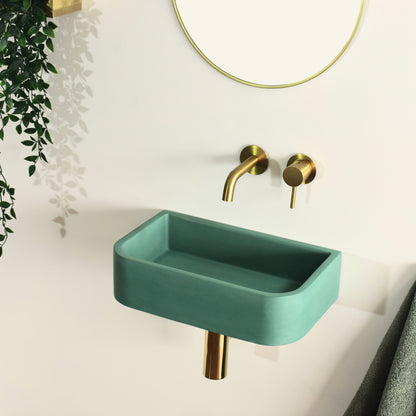 Handmade concrete wall-hung basin Tulip Mini mural — KreaConcrete