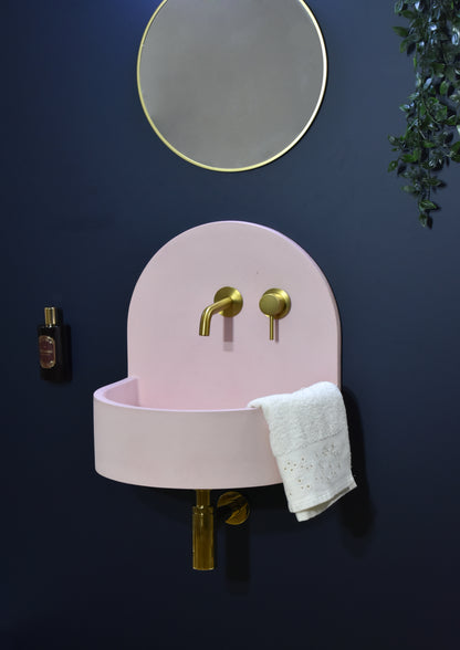 Handmade concrete wall-hung basin Amber Pink — KreaConcrete