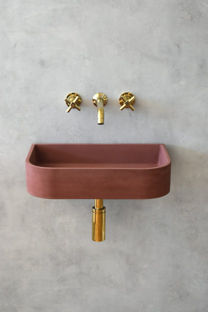 Lavabo mural de hormigón artesanal suspendido Tulip — KreaConcrete