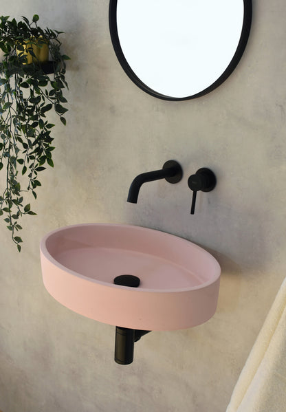 Handmade concrete wall-hung basin Iris mural — KreaConcrete