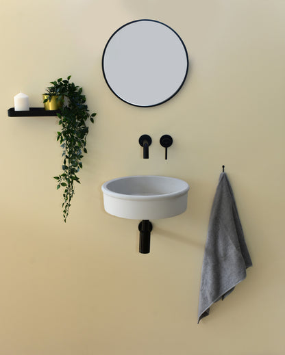 Handmade concrete wall-hung basin Duna mural — KreaConcrete