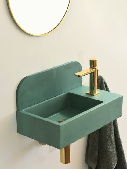 Handmade concrete wall-hung basin Aura mural — KreaConcrete