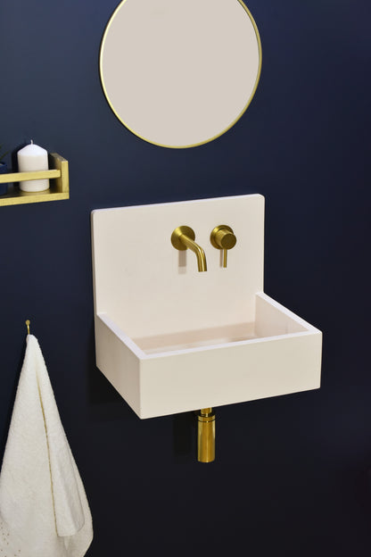 Handmade concrete wall-hung basin Mia Crema White — KreaConcrete
