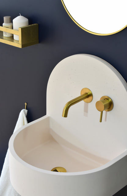 Lavabo de hormigón artesanal mural Amber Crema White