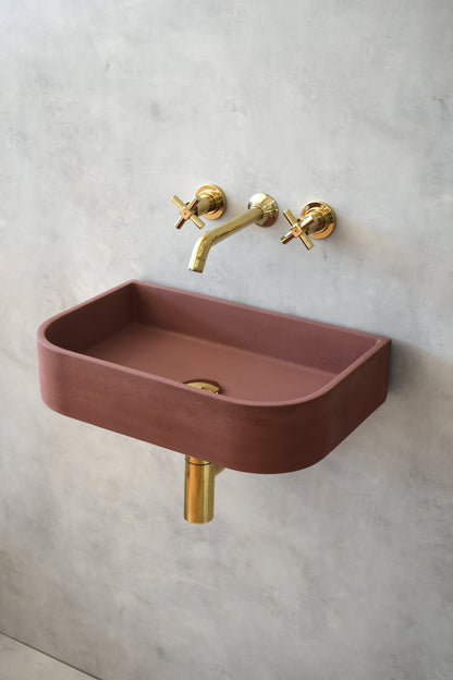 Lavabo mural de hormigón artesanal suspendido Tulip — KreaConcrete
