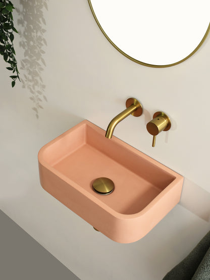 Handmade concrete wall-hung basin Tulip Mini mural — KreaConcrete