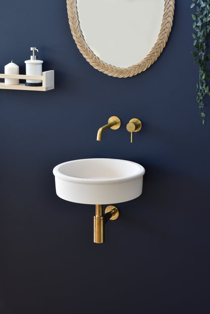 Handmade concrete wall-hung basin Duna mural — KreaConcrete