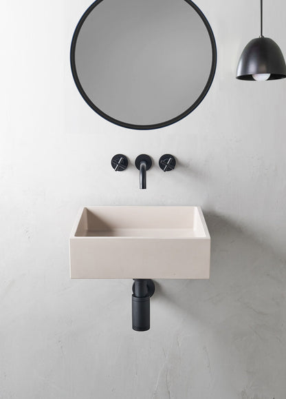 Lavabo mural de hormigón artesanal suspendido Alba — KreaConcrete