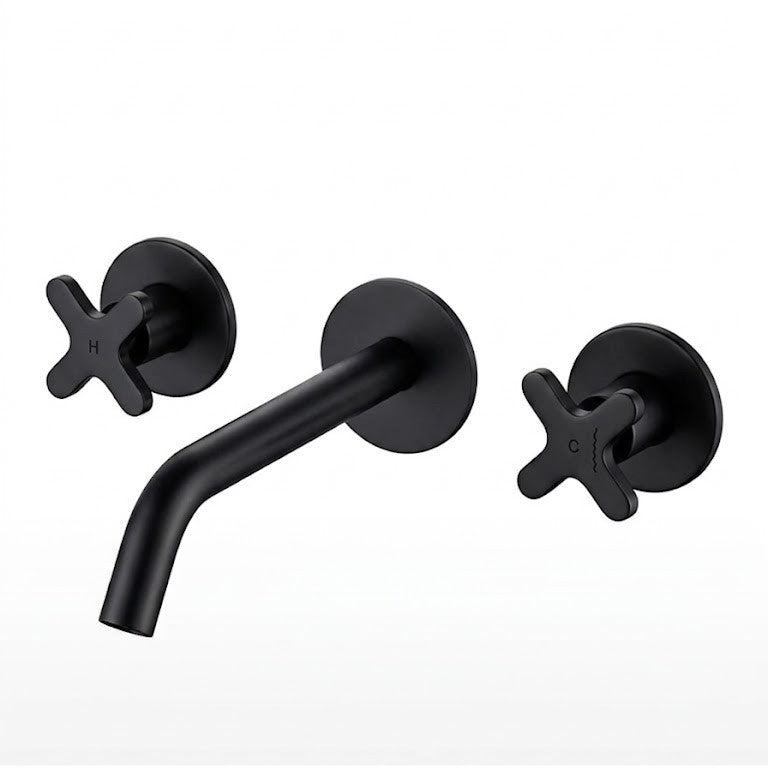 Wall-mounted double-lever faucet ASM Taps 3-hole Brushed Gold finish — KreaConcrete