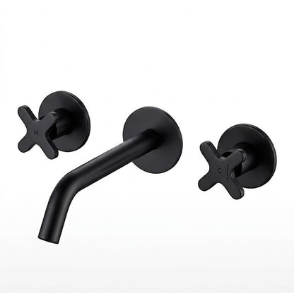 Wall-mounted double-lever faucet ASM Taps 3-hole Brushed Gold finish — KreaConcrete
