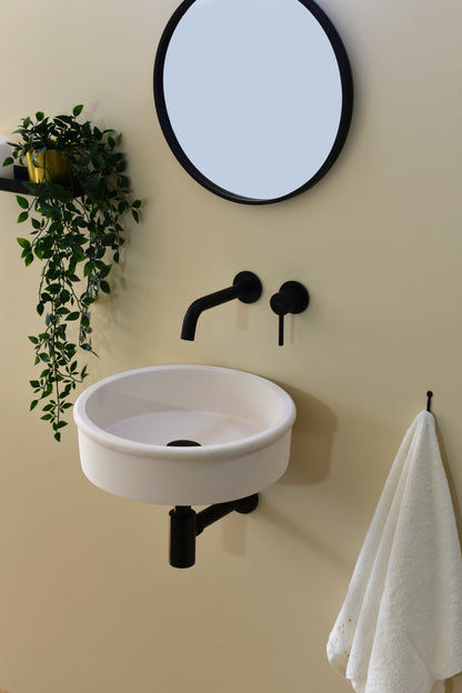 Handmade concrete wall-hung basin Duna mural — KreaConcrete