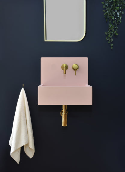 Handmade concrete wall-hung basin Mia Pink — KreaConcrete