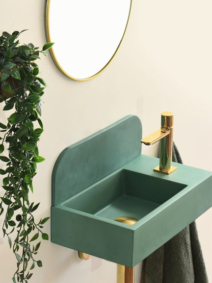 Handmade concrete wall-hung basin Aura mural — KreaConcrete